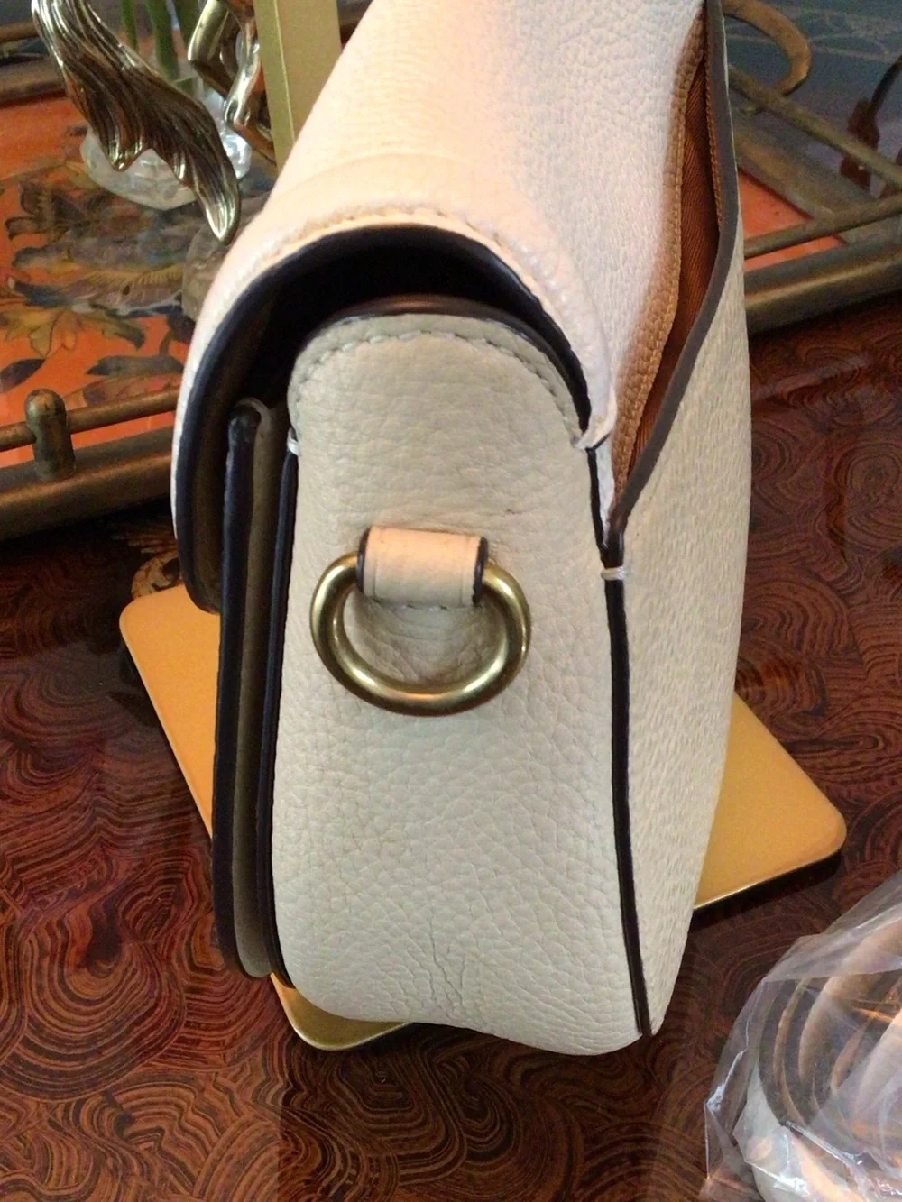 Coach Jade Two-Tone Colorblock Leather Saddle Crossbody with Gold Hardware